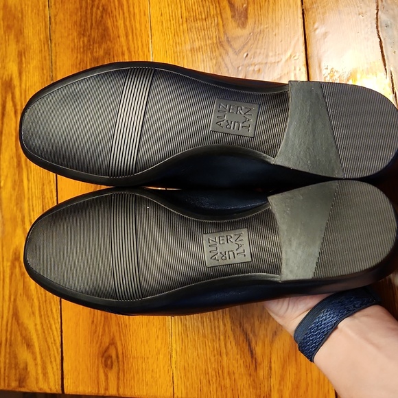 Naturalizer Womens Emiline Navy Leather Slip On Block Heel Loafers Flats - Picture 3 of 6